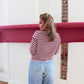 Bordeaux Stripe Mock Neck Sweater - Merlot
