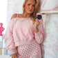 Flirty Off The Shoulder Pullover - Pink