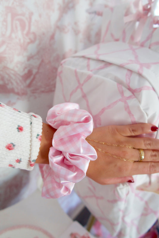 Pink Noel Satin Scrunchie