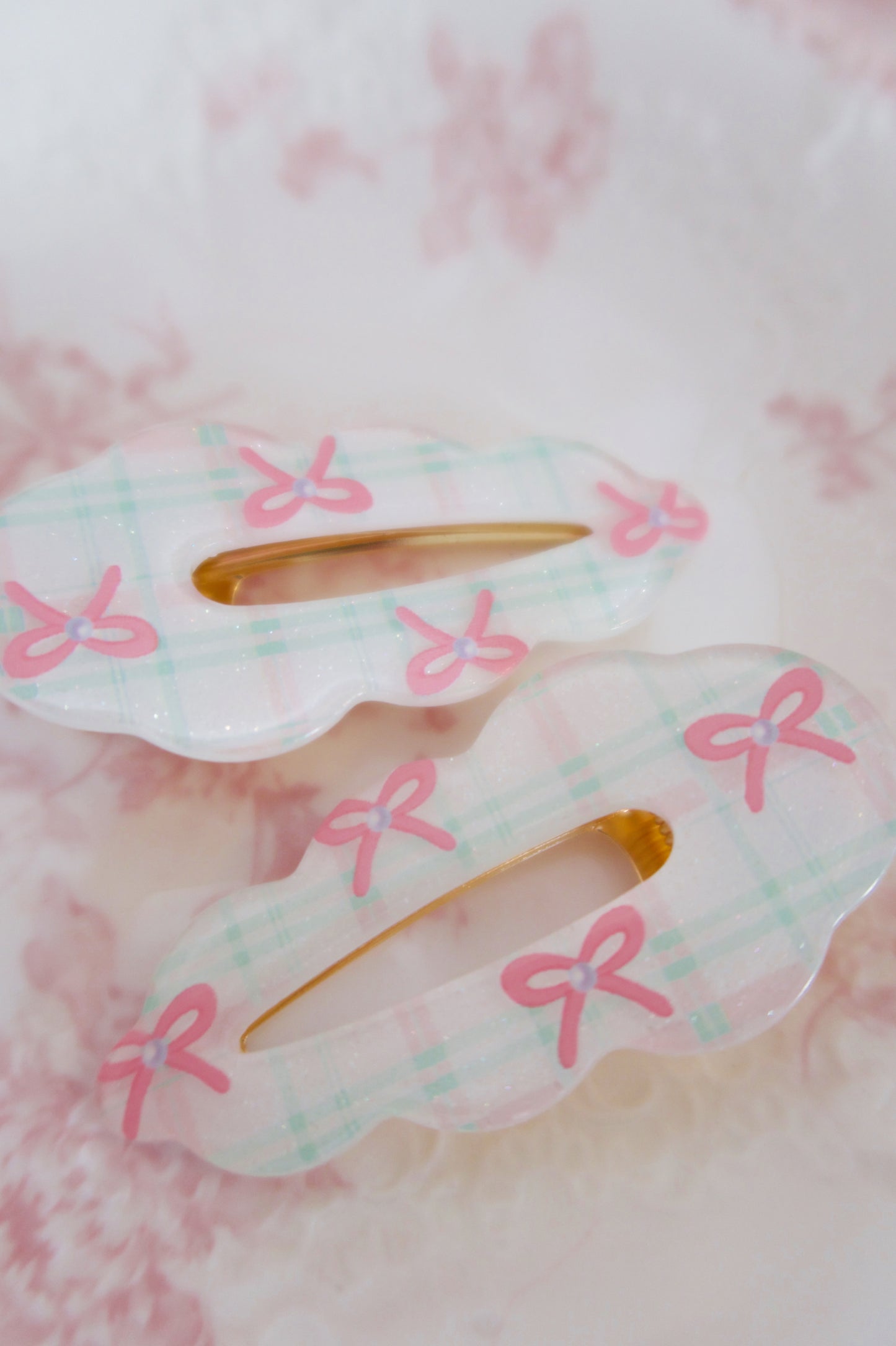 Gingham & Glitter Hair Clips