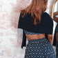 Midnight Blossoms Drawstring Athleisure Shorts