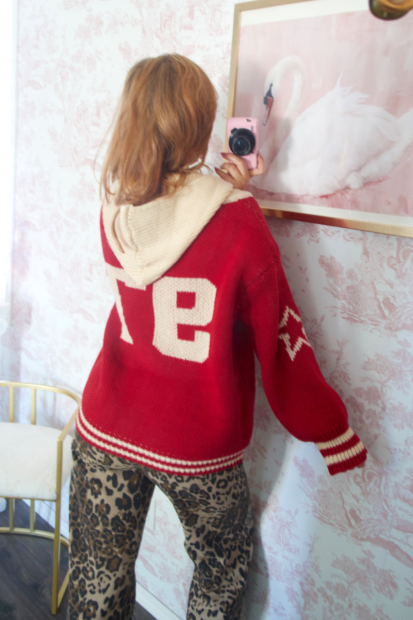 Campus Cutie Sweater Hoodie - Cozy Cherry Cola