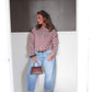 Bordeaux Stripe Mock Neck Sweater - Merlot