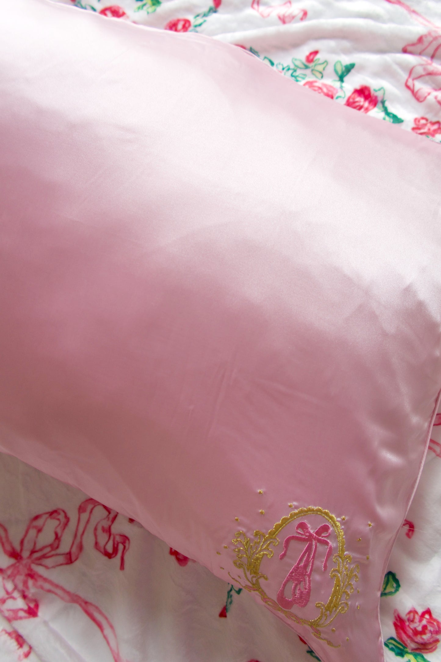 Ballet Slippers Silk Pillowcase