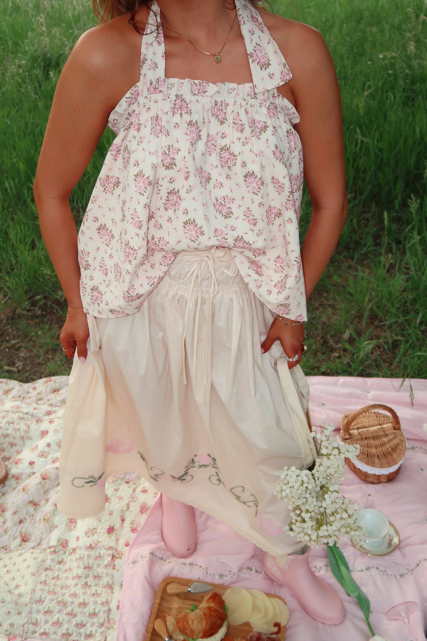 Cream Tea Blossoms Top